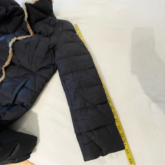JNY Down & Fur Puffer Black with Carmel-colored trim Jones New York Med - Picture 12 of 17